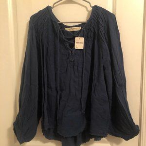 Free People Navy Blue Blouse
